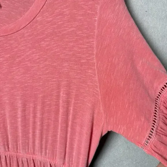 Sundry Tiered Midi Dress 3/4 Flutter Sleeve Pink Womens Size 2/M - Picture 8 of 8